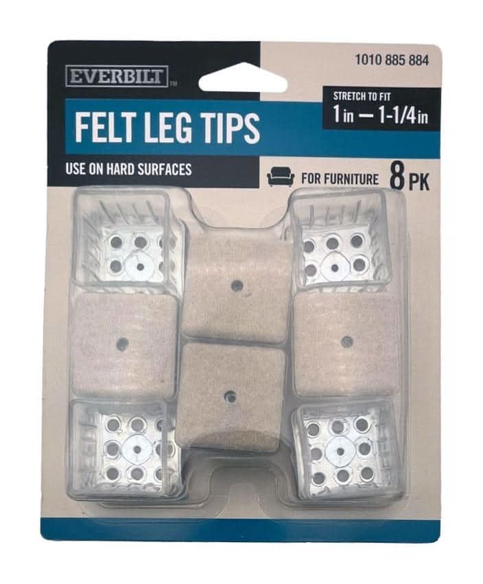 Everbilt 1 In. Clear Square Felt Leg Tip (8-Pack)