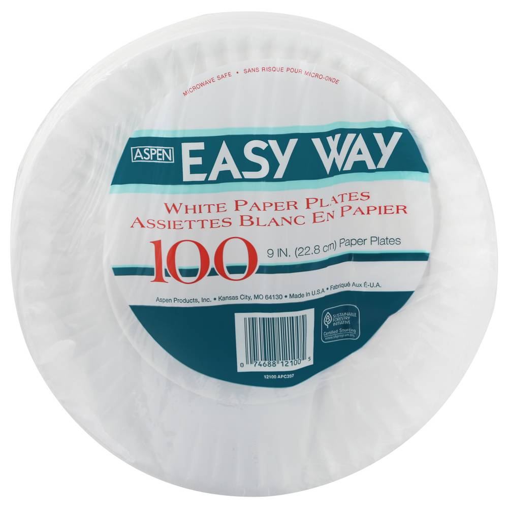 Aspen Easy Way White Paper Plates