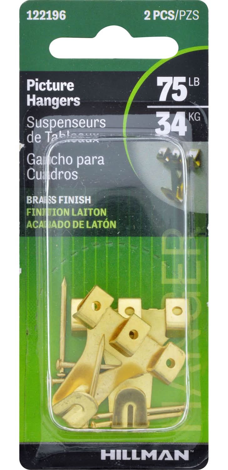 Hillman Brass-Plated Gold Professional Picture Hanger 75 Lb 1 Pk