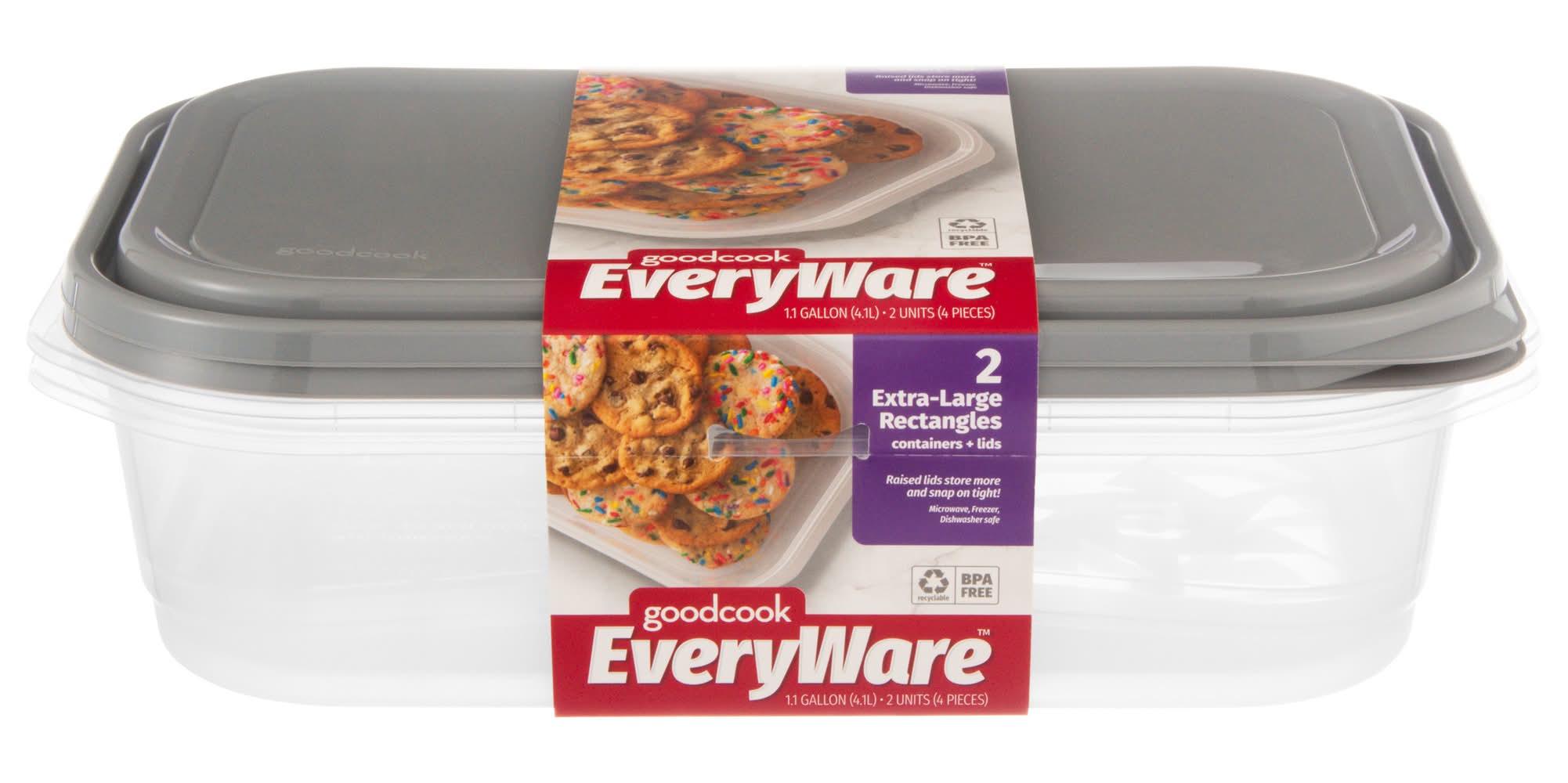 GoodCook Everyware Rectangle 1.1 Gallon Food Storage Container & Lids (2 ct)