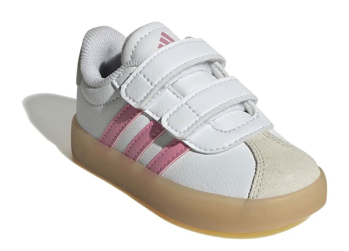 Adidas Vl Court 3.0 Sneaker - Kids' (White/Pink Medium - 5 Toddler)