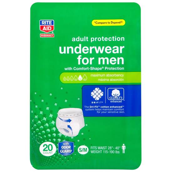 Rite Aid Mens Protective Underwear Maximum Absorbency Small Medium (19 ct)