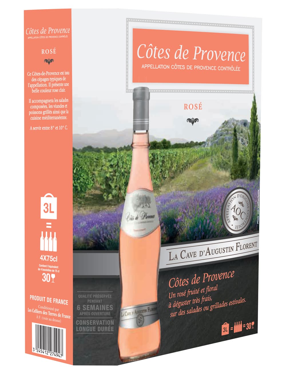 La Cave d'Augustin Florent - Vin rosé côtes de provence aop (3L)