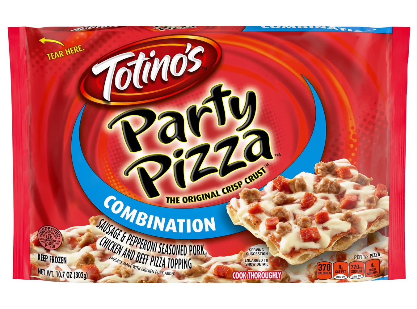 Totino's The Original Crisp Crust Party Pizza, Combination (10.7 oz)