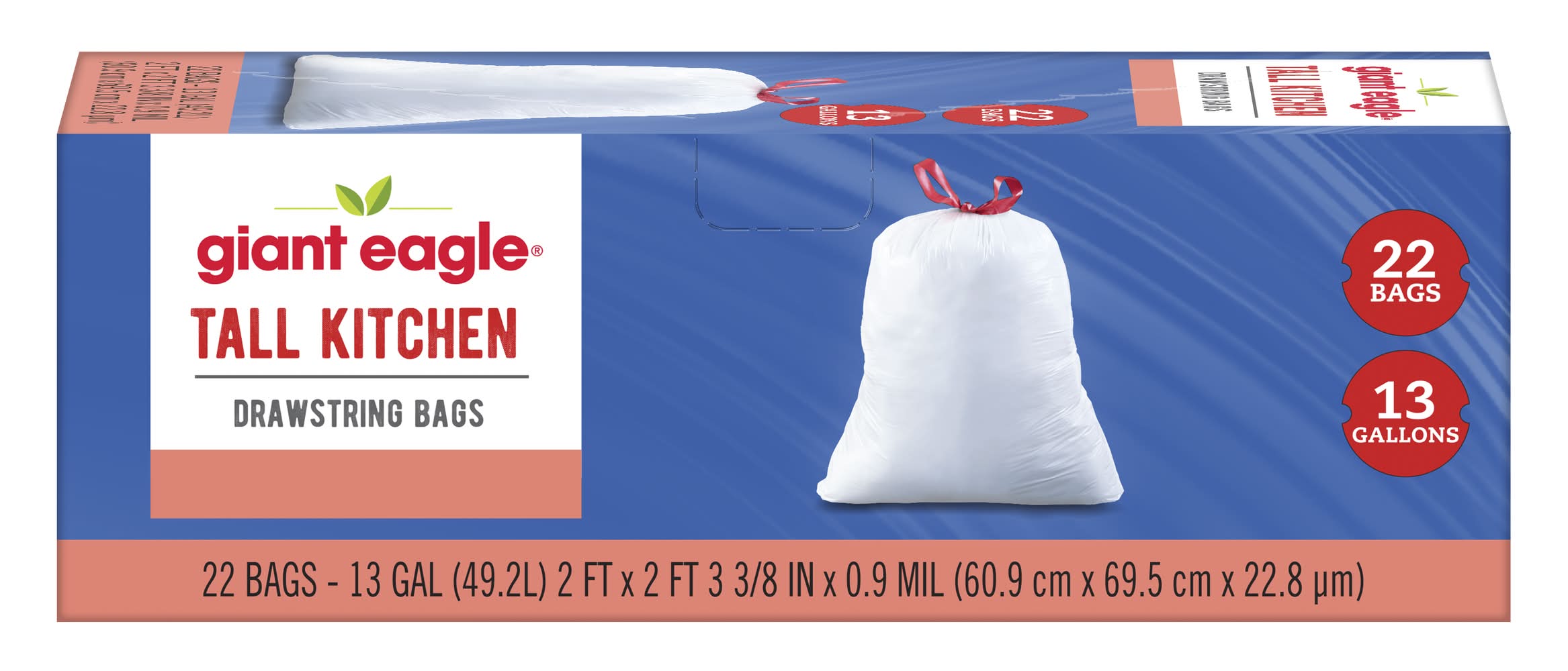 Giant Eagle Tall Kitchen Quick Tie Trash Bags 13 Gal Delivery Near