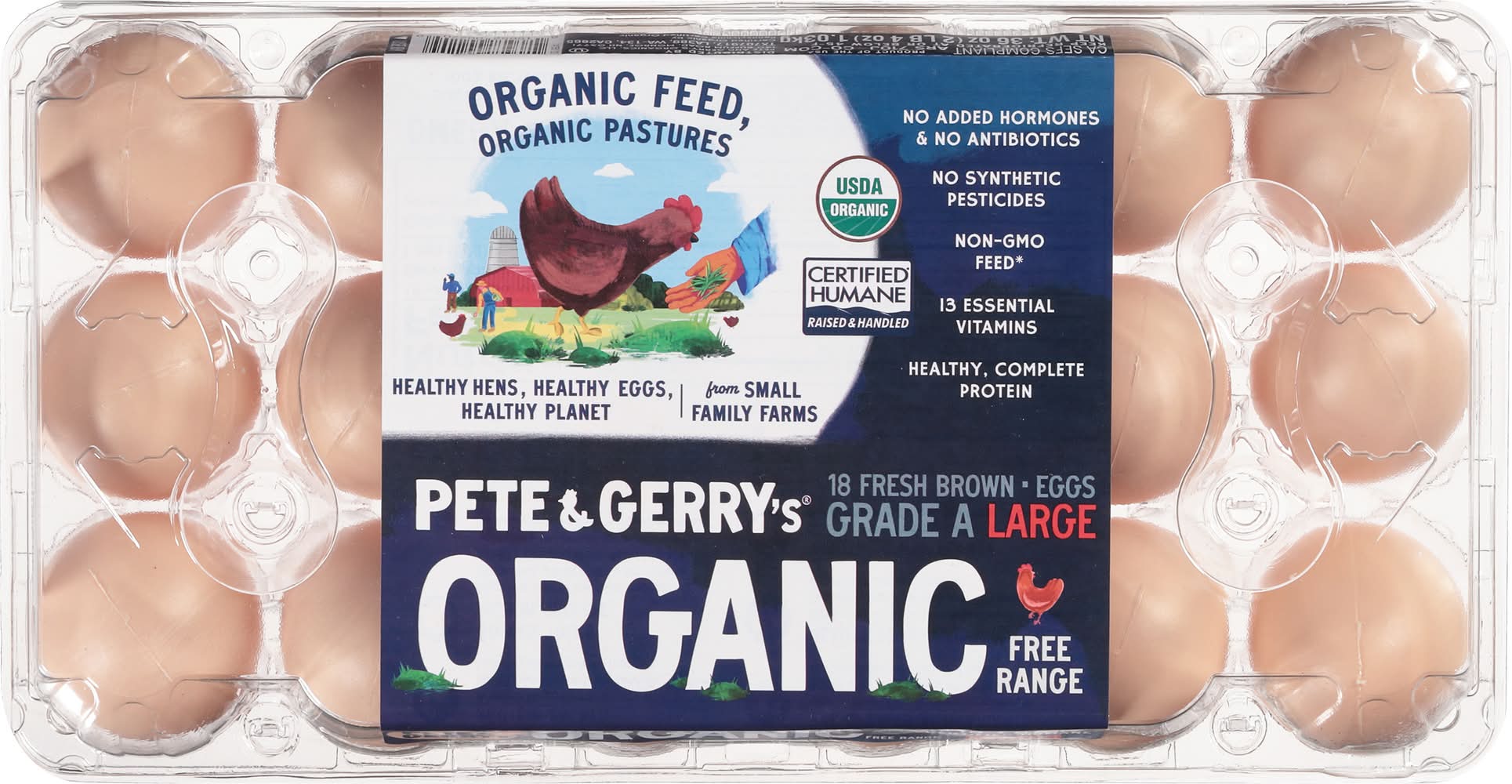 Pete and Gerry's Organic Grade a Brown Eggs, L (36 oz, 18 ct)