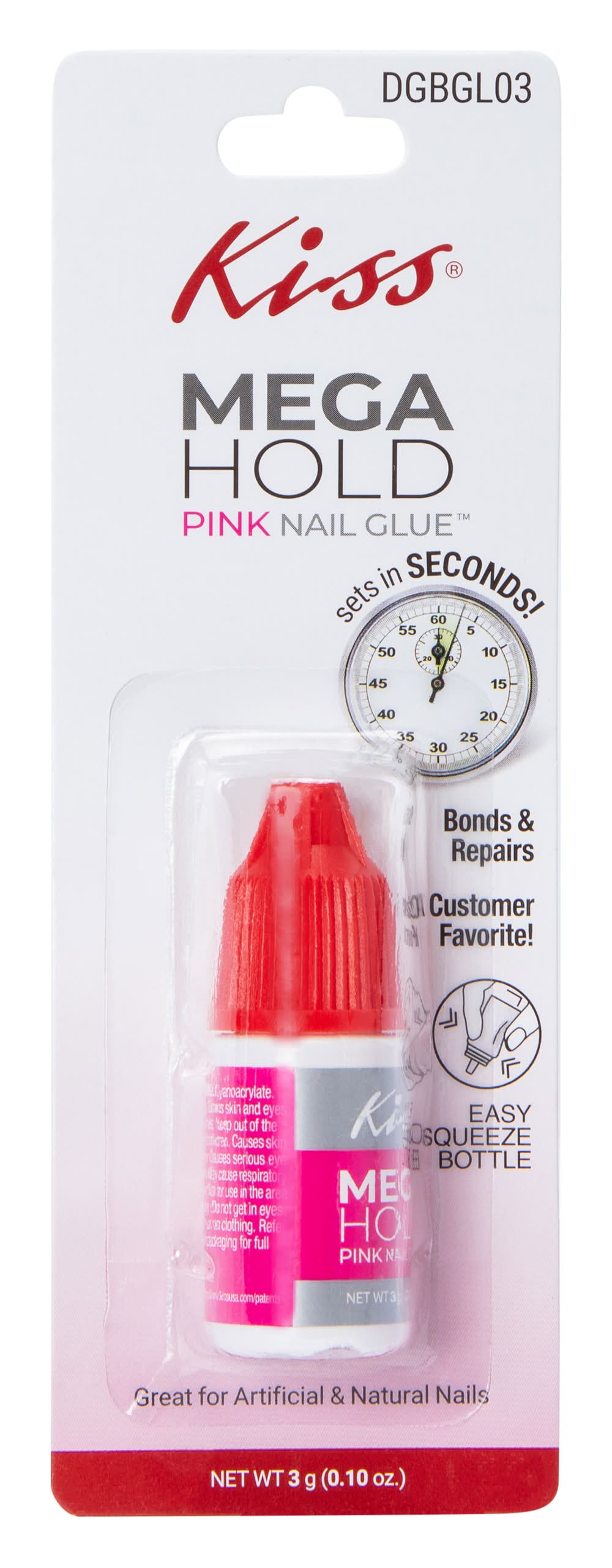 Kiss® Mega Hold Pink Nail Glue 0.10oz