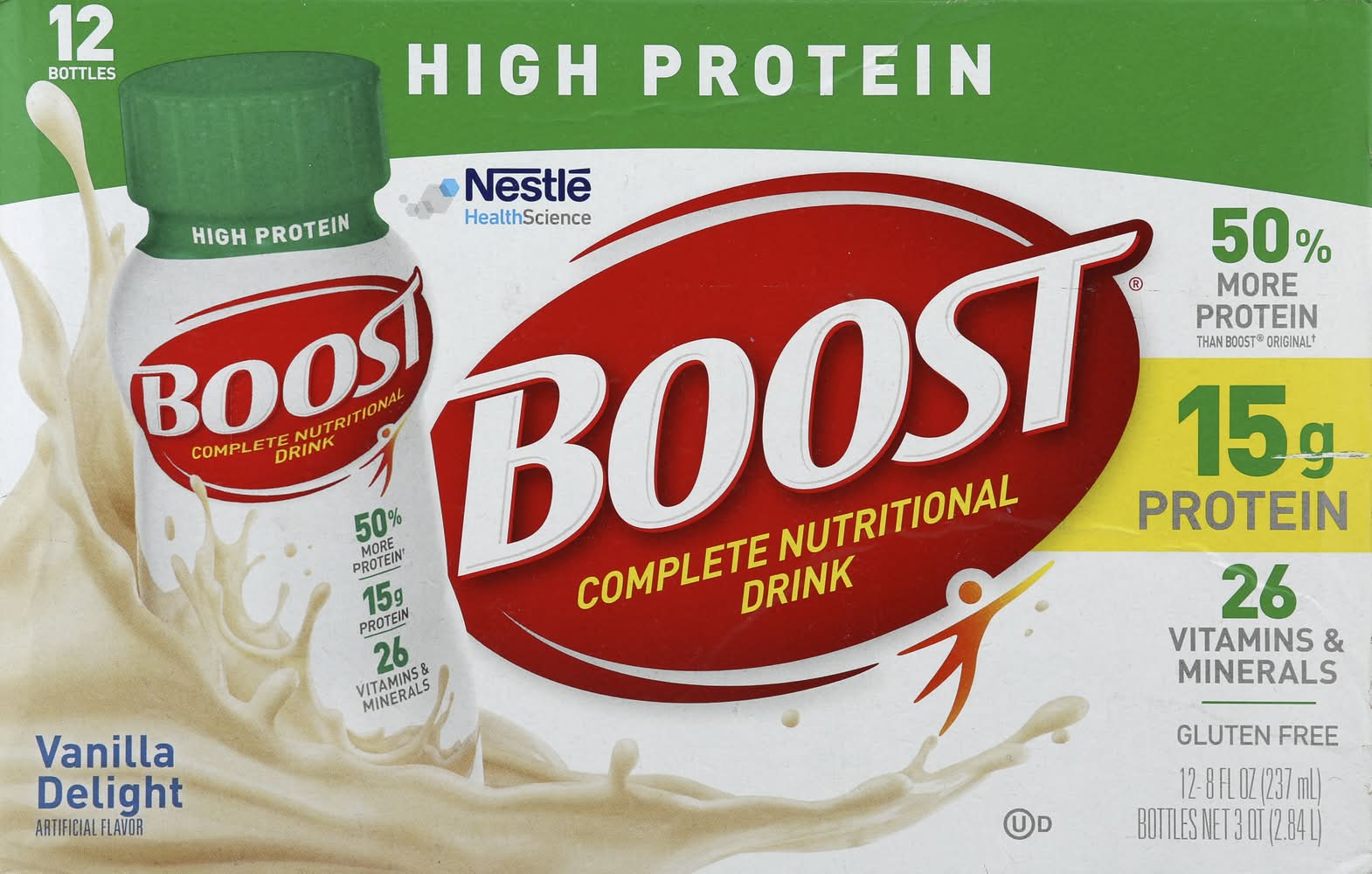 Boost High Protein Balanced Nutritional Drink, Very Vanilla (12 x 8 fl oz)