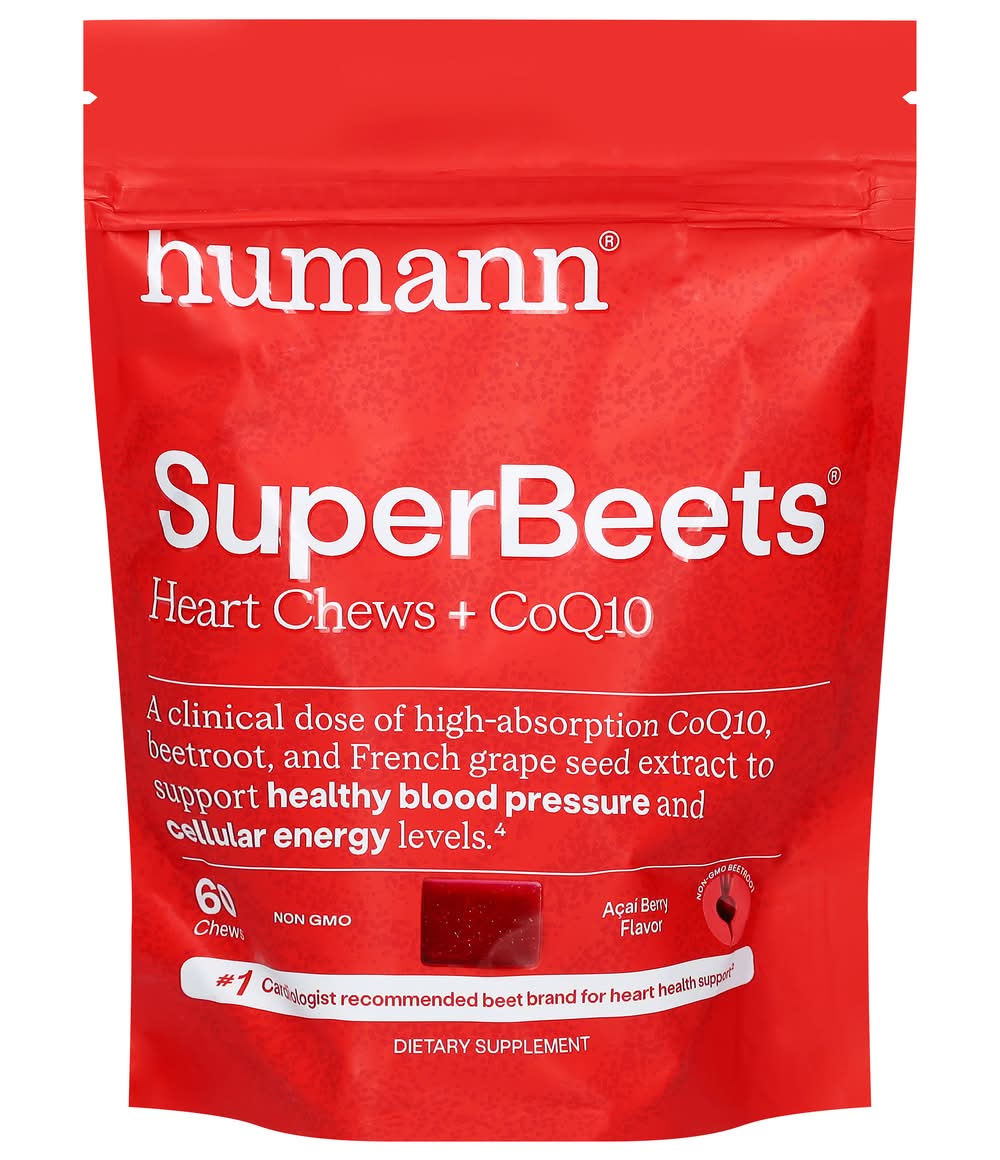 HumanN Superbeets Heart Chews Blood Pressure Support Dietary Supplement, Acai Beery (60 ct)