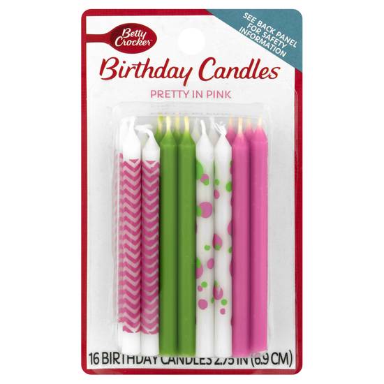 Betty Crocker Pretty in Pink Birthday Candles (16 ct)