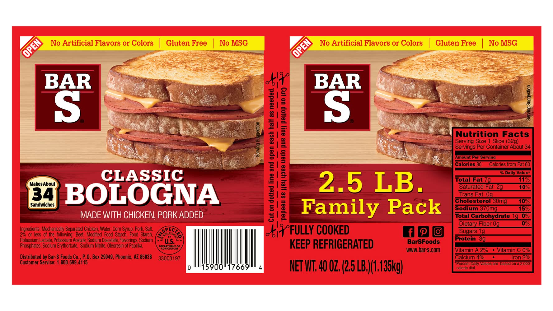 Bar-S Classic Bologna Family pack (40 oz)