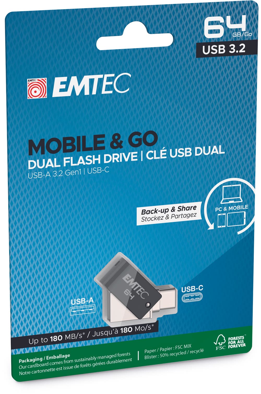 Flash Drive Dual USB 3.2 Type C 64GB