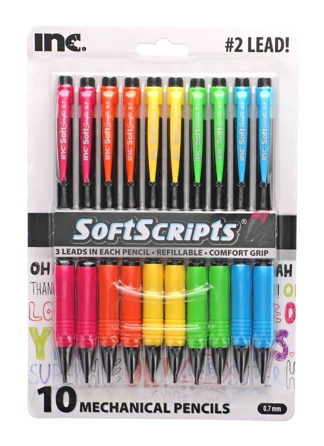 INC Softscripts Colorful Grip Mechanical Pencils, Assorted (10 ct)