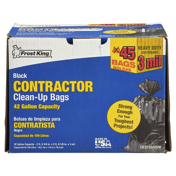 Frost King 42 Gallon 3 Mil Contractor Clean-Up Bags, Black