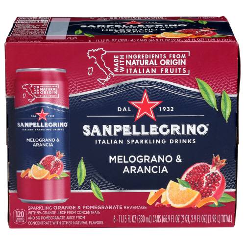 San Pellegrino Melograno & Arancia Sprakling Drinks 6 Pack