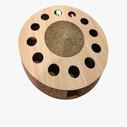 ICLE HOUSEHOLD CORRUGATED CARDBOARD WOODEN CIRCLE WITH BALL CAT SCRATCHER 0118