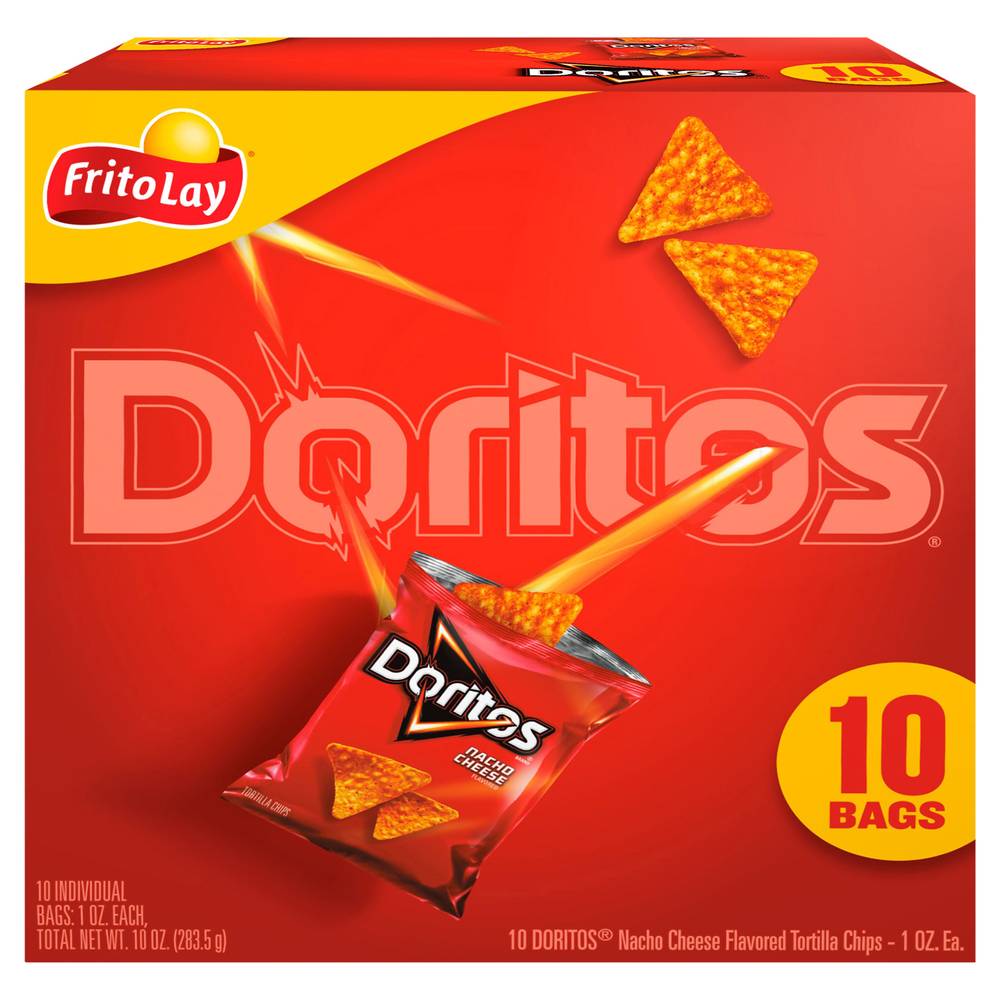 Doritos Frito-Lay Tortilla Chips, Nacho Cheese (10 x 1 oz)