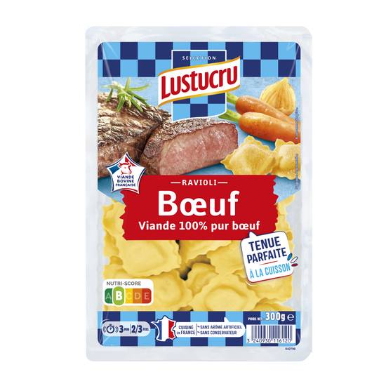 Lustucru selection ravioli pâtes fraîches farcies au bœuf saveur rôtie carottes et oignons