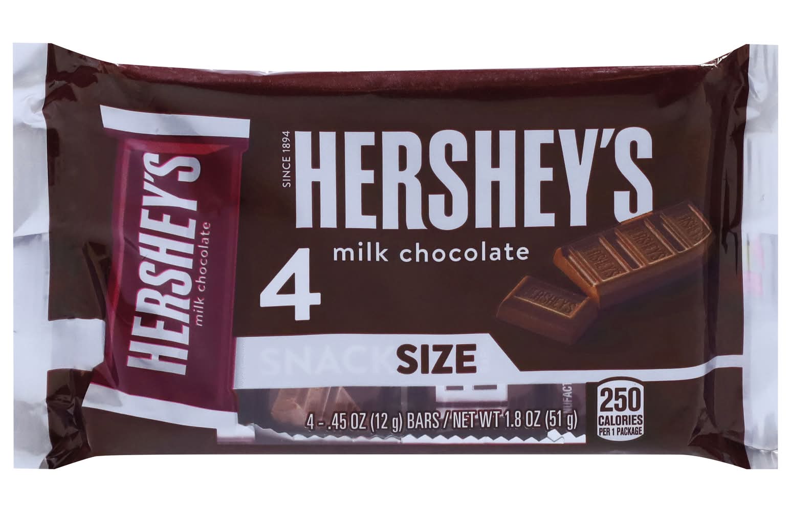 Hershey's Snack Size Milk Chocolate (1.8 oz, 4 ct)