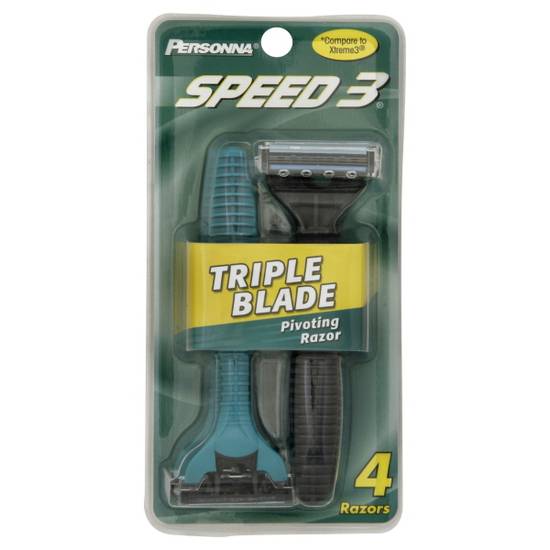Personna Speed 3 Triple Blade Pivoting Razors (4 ct)