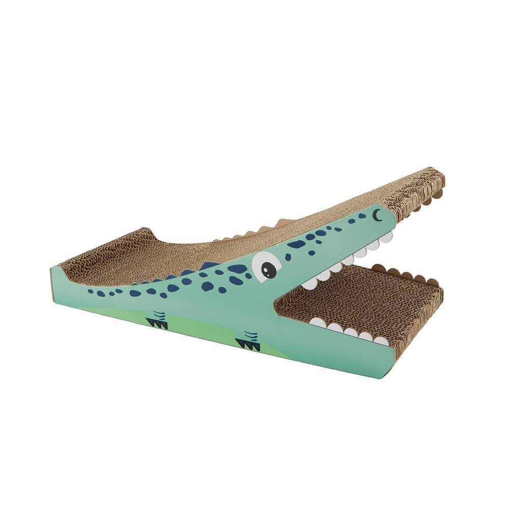 Whisker City® Crocodile Corrugate Cat Scratcher (Color: Green, Size: 20.5\"L X 7.5\"W X 8.1\"H)