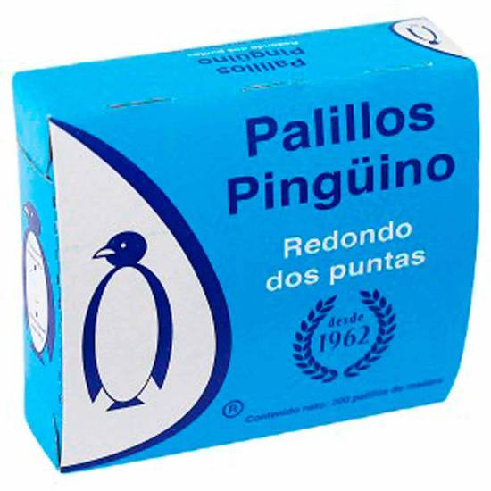 Pingüino palillos redondos dos puntas de madera (200 un)