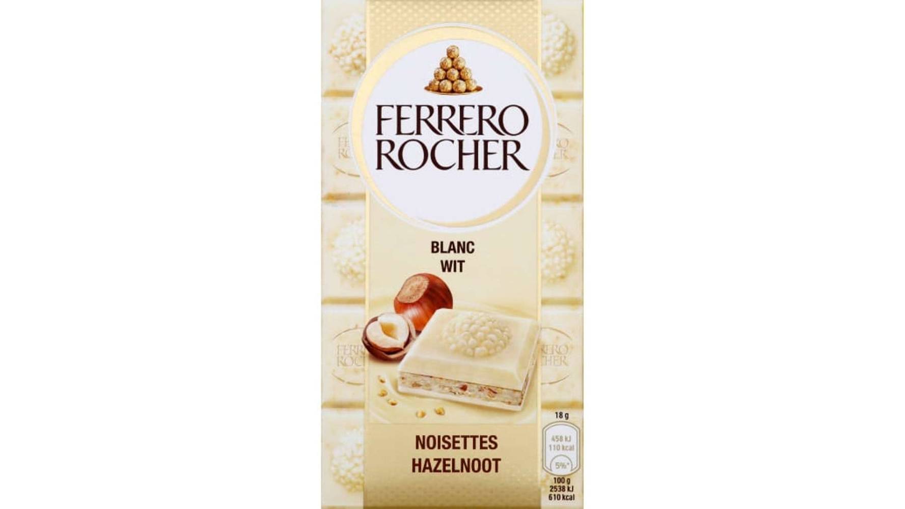 ROCHER Ferrero rocher tablette chocolat blanc noisettes La tablette de 90g