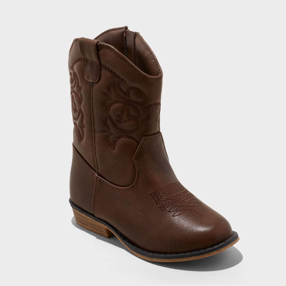 Cat & Jack Toddler Girls' Memphis Western Boots, 11T, Cognac