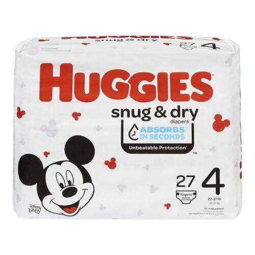 Huggies couches snug & dry, taille 4 (27 unités) - snug & dry diapers (27  units), Delivery Near You