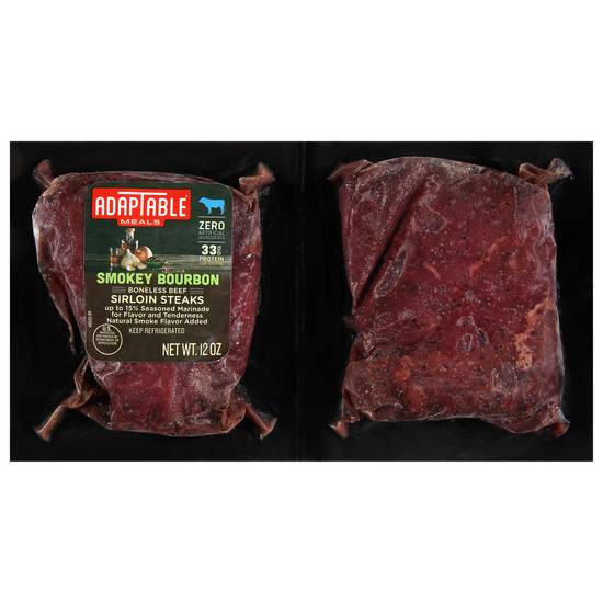 Adaptable Meals Smokey Bourbon Boneless Beef Sirloin Steaks (12 oz)
