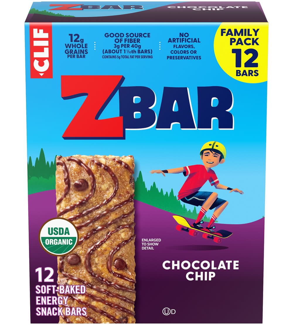 Zbar Cliff Soft Baked Energy Snack Bars, Chocolate Chip (1.27 oz, 12 ct)