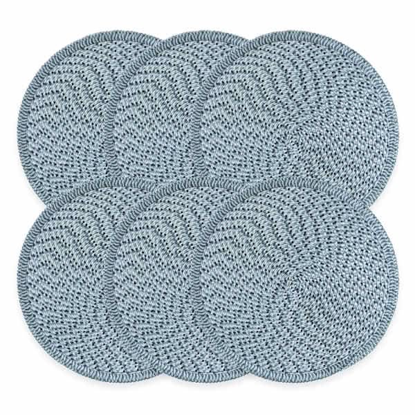 Set of 6 Pila Navy Blue Round Placemats, 15"