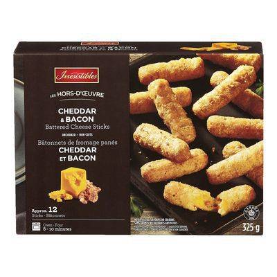 Irresistibles bâtonnets de fromage cheddar et bacon (325 g) - frozen battered bacon and cheddar cheese sticks (325 g)