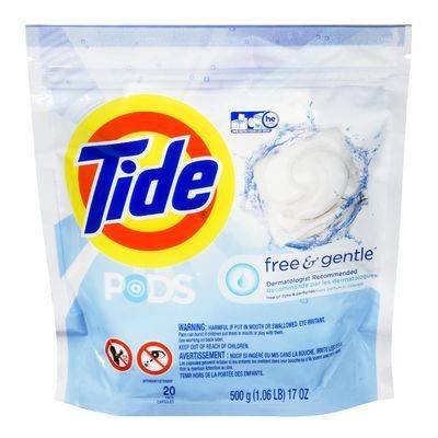 Tide Free & Gentle Laundry Detergent Pacs Pods (500 g, 20 ct)