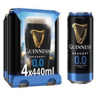 Guinness Draught 0.0% Non-Alcoholic Beer Cans 4 x 440ml