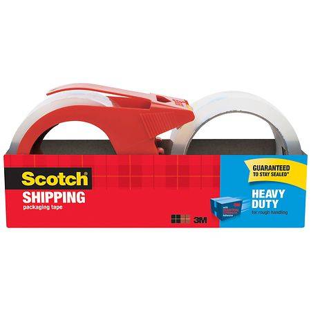 Scotch Clear Heavy-Duty Shipping Packing Tape With Dispenser