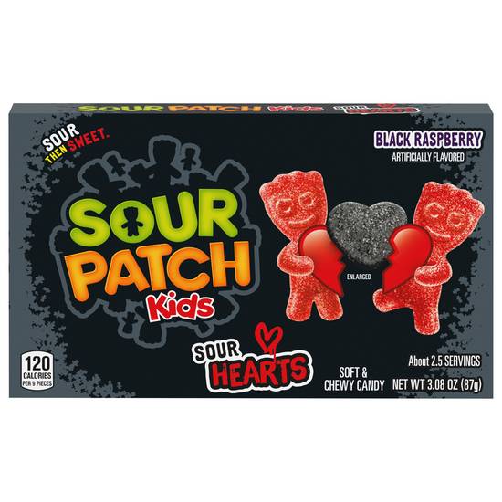 Sour Patch Kids Sour Hearts Soft & Chewy Black Raspberry Candy