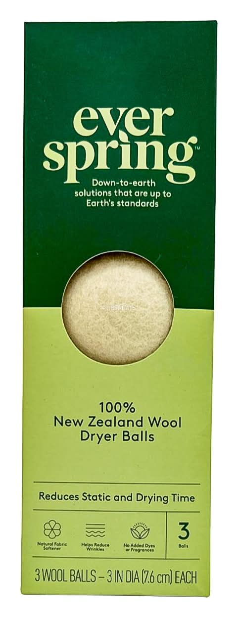 Everspring 100% New Zealand Wool Dryer Balls, 7.6 CM (3 ct)