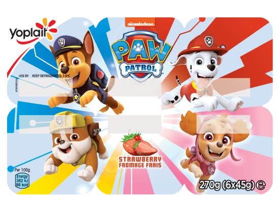 Yoplait Strawberry, Paw Patrol Fromage Frais Yoghurt Pots (6 x 45g)