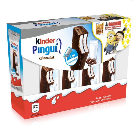 Kinder - Pingui génoise chocolat noir fourrée lait et cacao (8 pièces)
