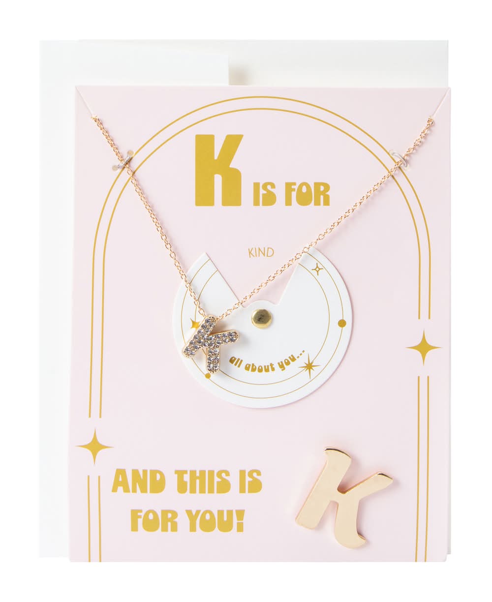 Alphabet Necklace & Tac Pin Set K