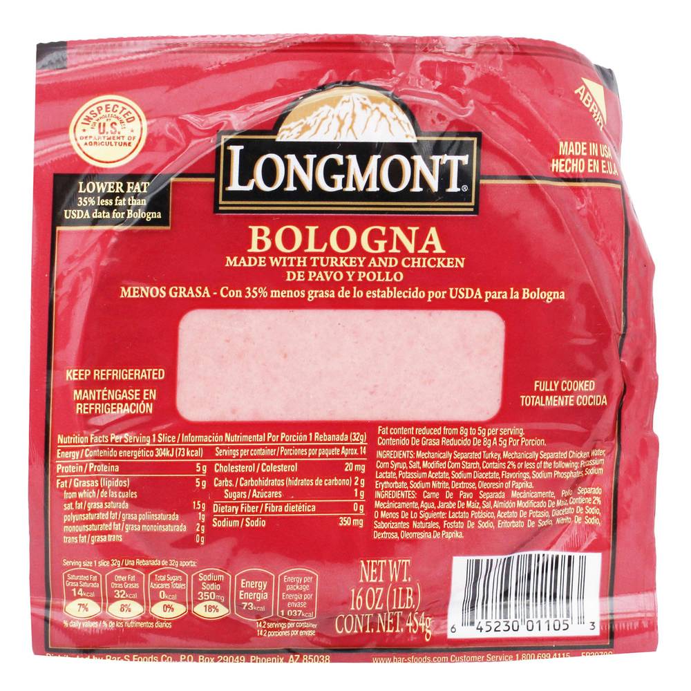 Longmont · Bologna de pollo y pavo (454 g)
