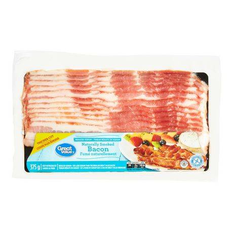Great Value Reduced Sodium Naturally Smoked Bacon (375 g)