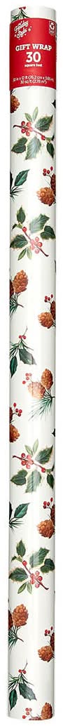 Holiday Style Christmas Gift Wrapping Paper Roll, 30 sq ft, Assorted