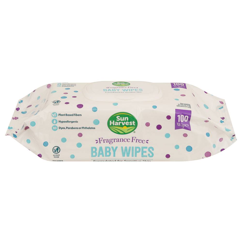 Sun Harvest Fragrance Free Baby Wipes For Sensitive Skin