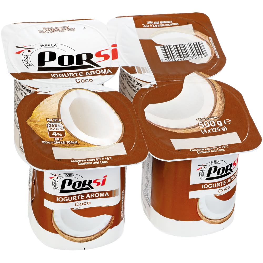 PorSi  - Iogurte sabor a coco, embalagem de 4 x 125g