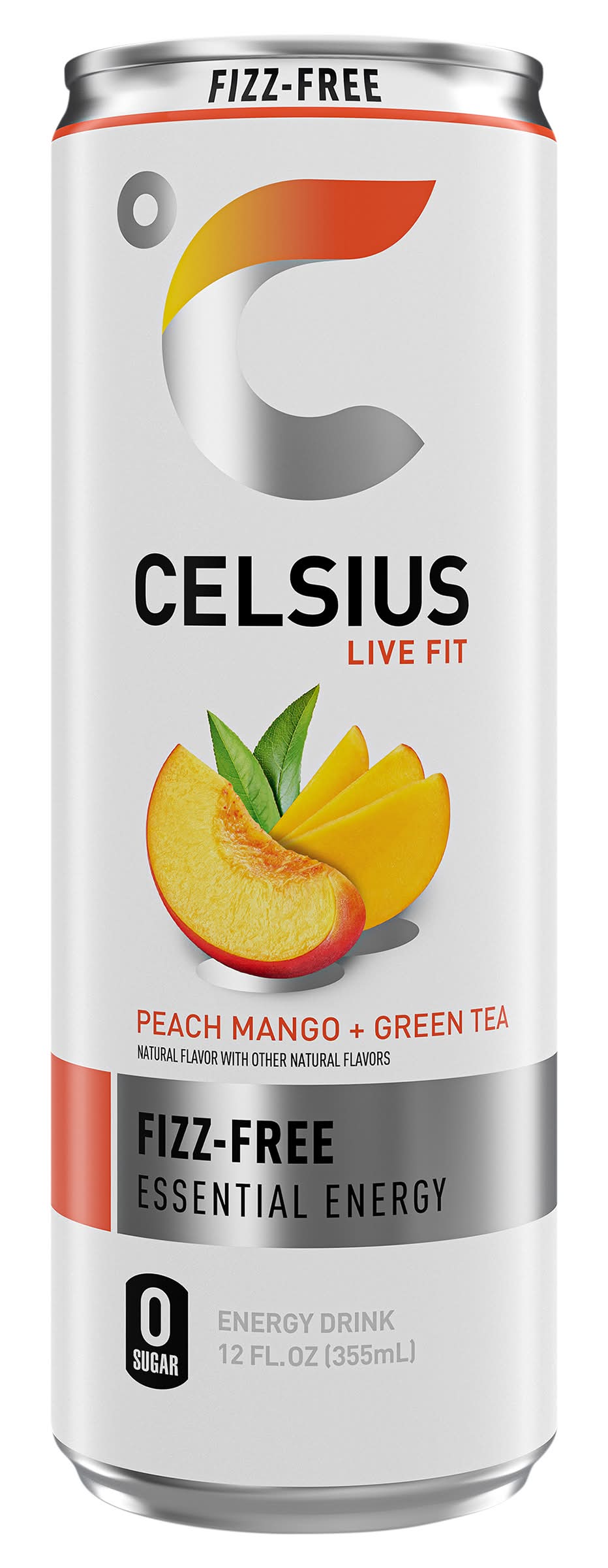 Celsius Live Fit Non Carbonated Essential Energy Drink, Peach Mango + Green Tea (12 fl oz)