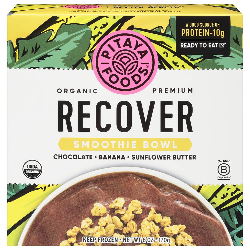 Pitaya Foods Recover Smoothie Bowl, Chocolate - Banana - Sunflower Butter (6 oz)