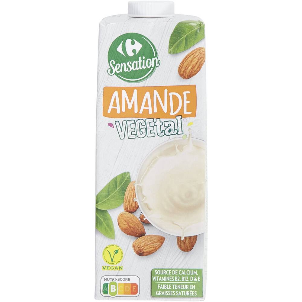 Boisson amande végétal CARREFOUR SENSATION -  la brique de 1L