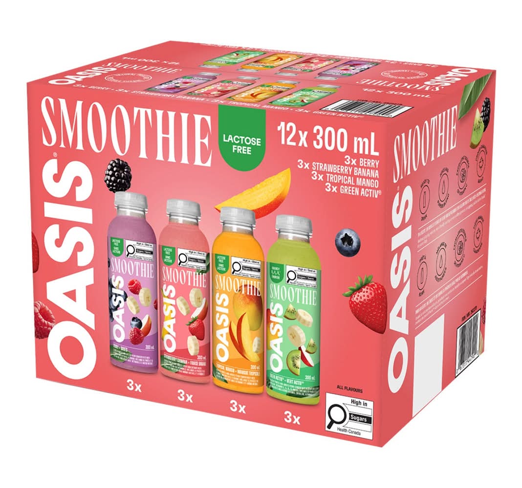 Oasis - Ensemble Assortiment De Smoothies Sans Lactose, 12 × 300 Ml / Oasis Lactose Free Smoothie Variety Pack, 12 × 300 Ml